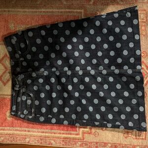 Boden Dark Denim Blue with Polka Dot A-Line Skirt